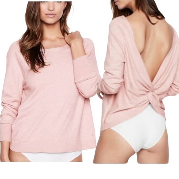 Victoria's Secret Sweaters - VICTORIA'S SECRET Pink Open Back Sweater